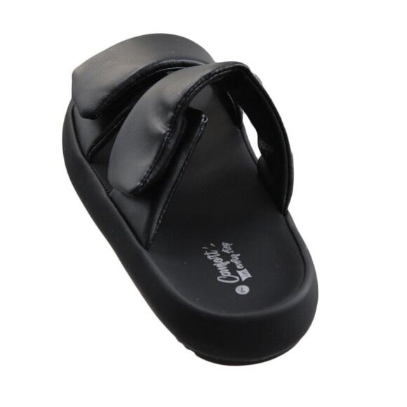 Women Sandals Unbranded Women Wide Strap Black Sandals Size 7 - Picture 5 of 7